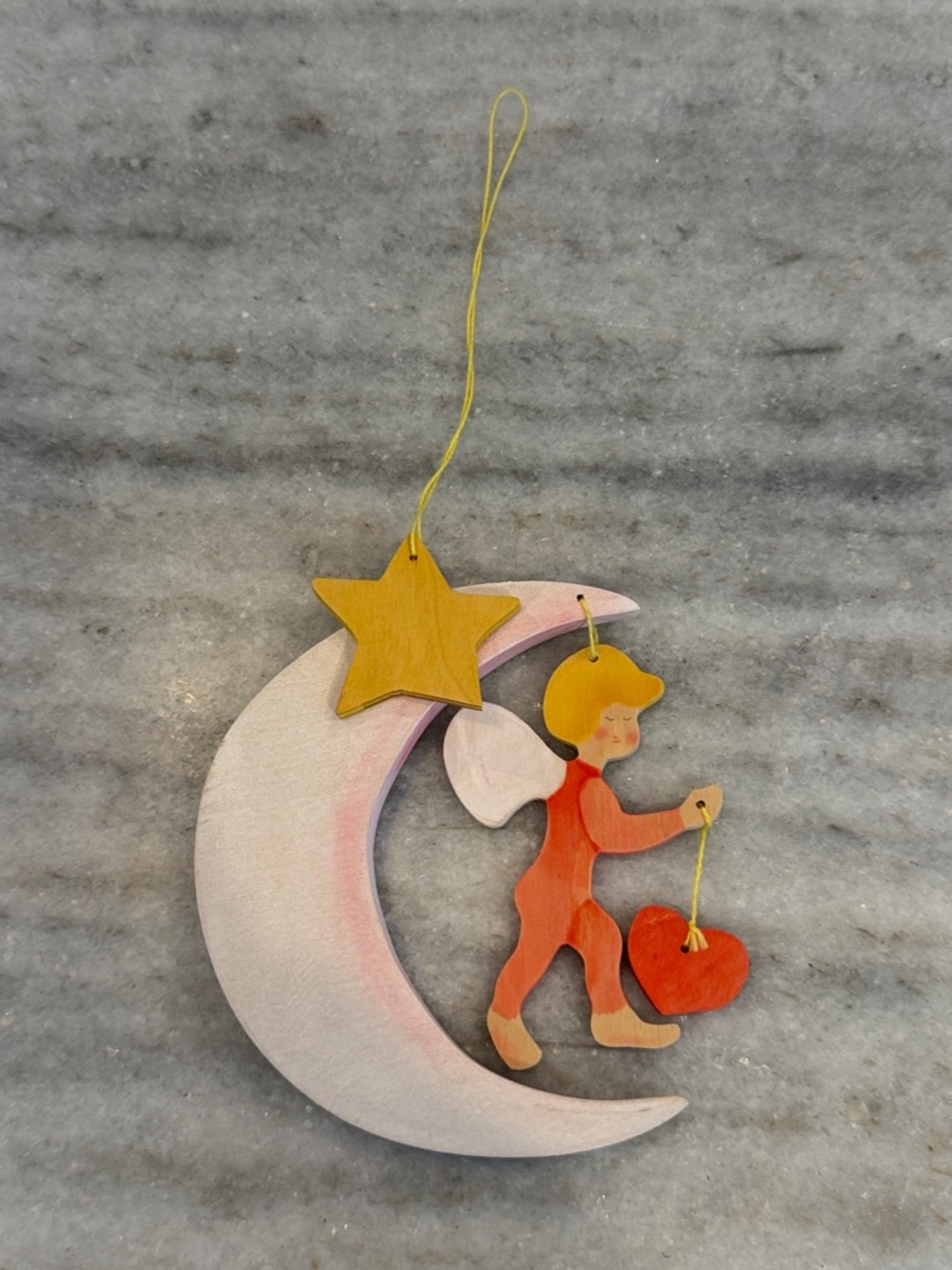 Wooden Waldorf Angel Children Ornaments - Set of 2 - Picture 2 of 3